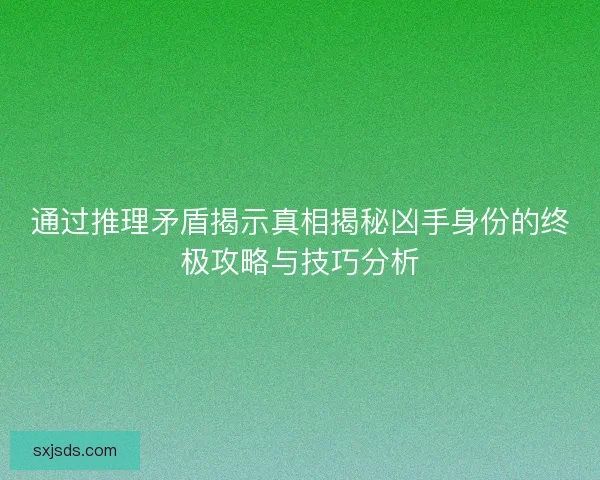 通过推理矛盾揭示真相揭秘凶手身份的终极攻略与技巧分析